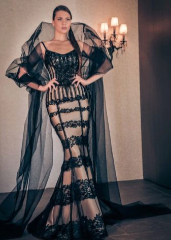 Evening dress with a cape