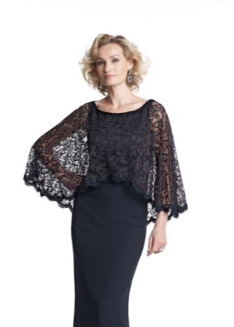 Lace black cape on the dress