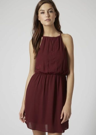Marsala Chiffon Short Dress