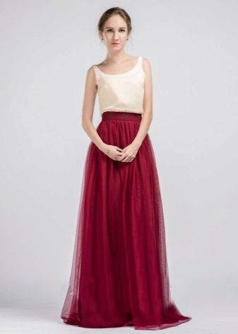 Dress Marsala with beige top
