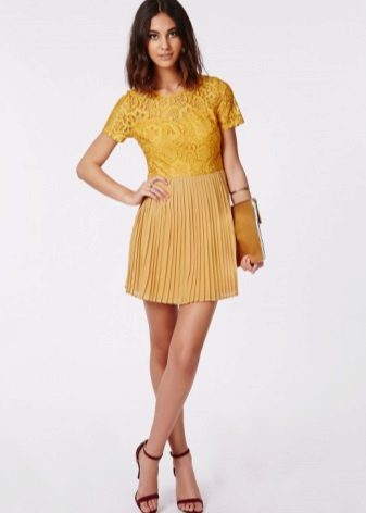 Tights thin bodily to summer mustard dress