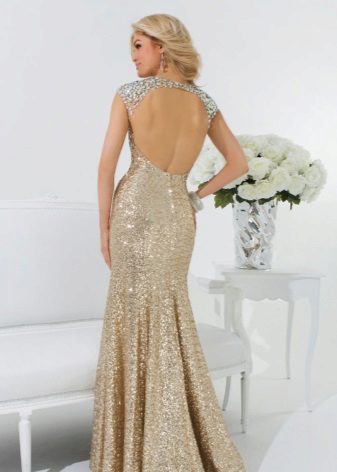 Golden dress with an open back