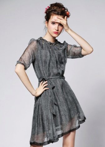Short evening gray dress
