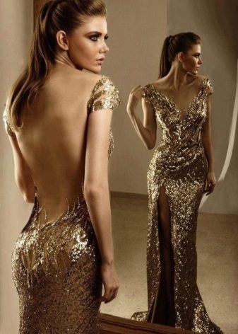Golden dress with an open back