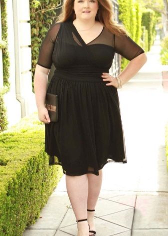 Black dress for the full combo fabrics of different textures