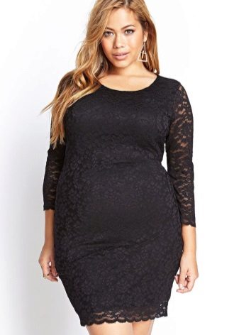 Lacy short black dress for full