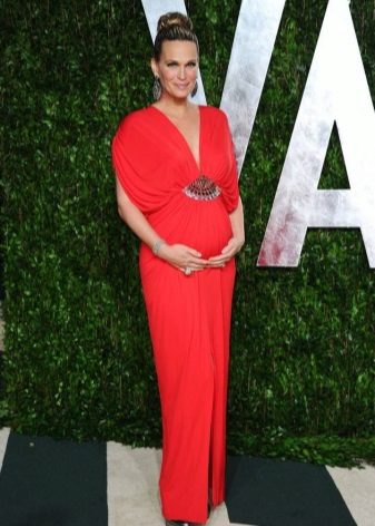 Red long maternity dress