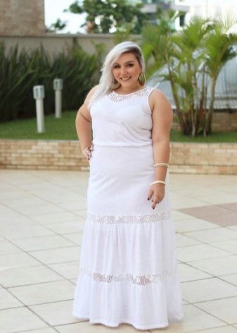 White long dress for obese women of medium height