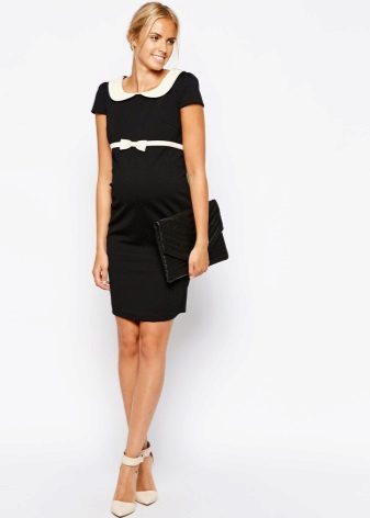 Office dress in black with white collar