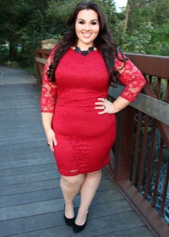 Lace Red Sheath Dress for Fat Women