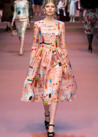 Peach dress with print