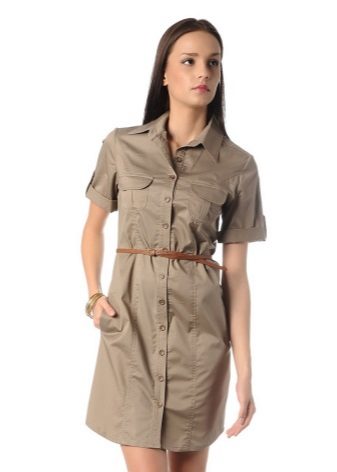 Dress on the buttons in the style of a safari with a thin strap