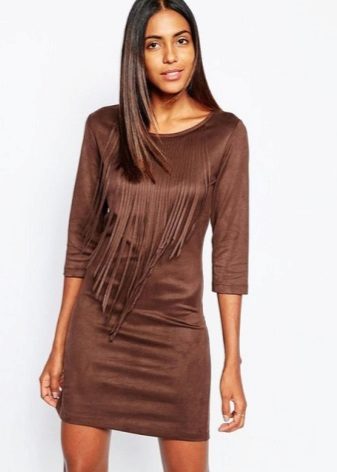 Chocolate short suede dress