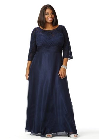 A long dark to the floor dress for full hiding figure flaws