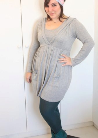 Knitted dress-tunic gray for full