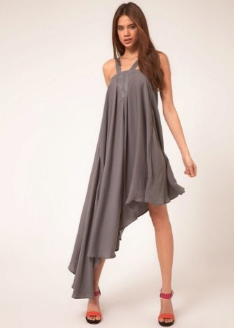 Dress with asymmetrical skirt