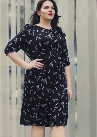 Black office dress with a small print for full