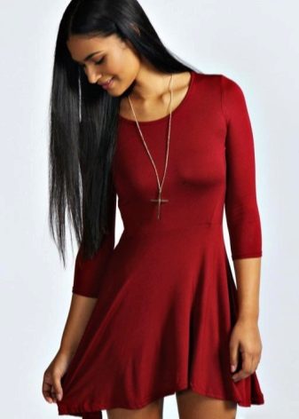 Summer dress of viscose wine color