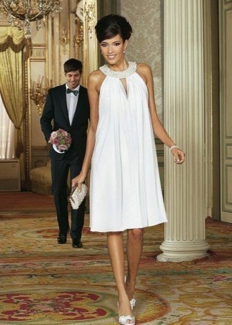 White A-line Dress with American Armhole