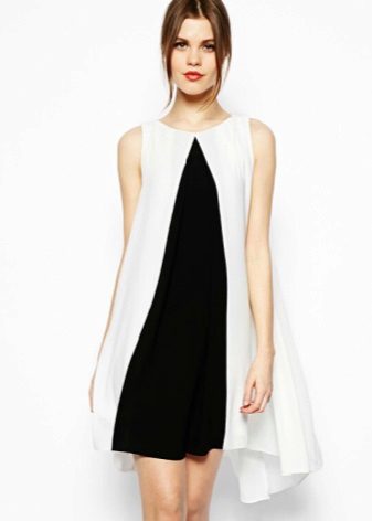 White and black A-line dress