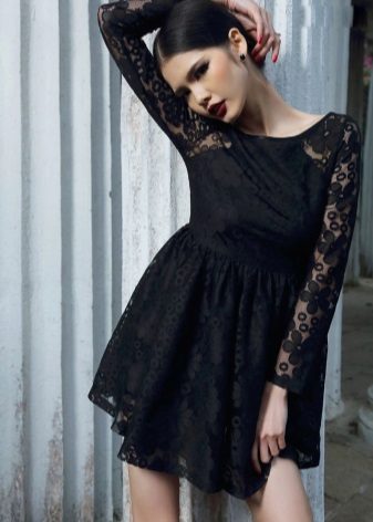Black lace dress with high waist