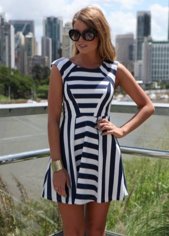Black and white horizontal and vertical striped dress