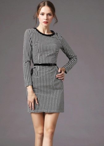 Houndstooth Printed Sheath Dress