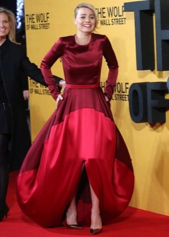 Long sleeve on a long dress with a bell skirt