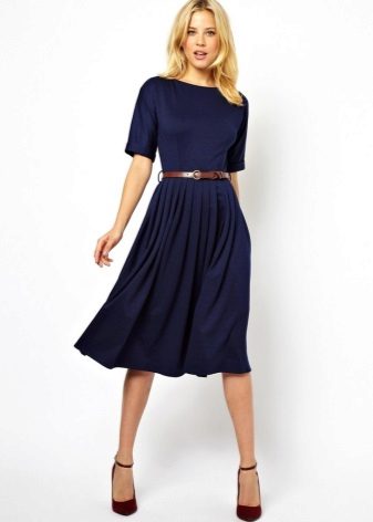 Midi dress blue with sun skirt