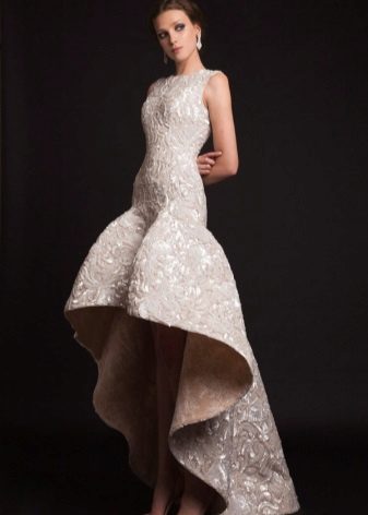 Low waist evening dress with asymmetrical skirt