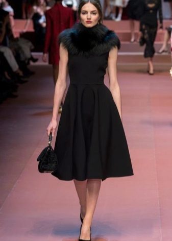 Fashionable dress for fall / winter 2016 with a fur collar