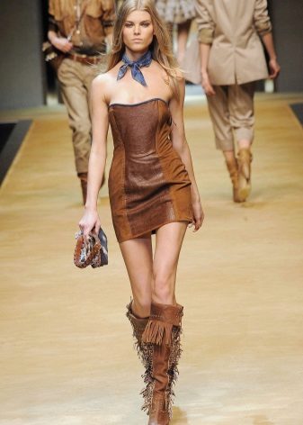 Boots for a short leather dress