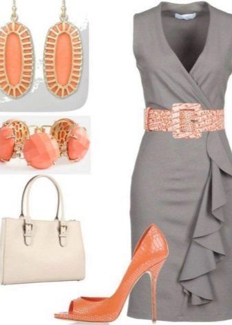 Peach gray dress accessories