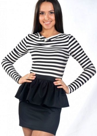 black skirt with frill at the waist