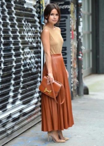 Long leather skirt half sun