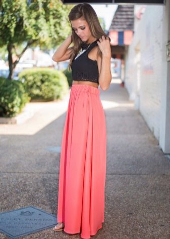 Coral semi-sun long skirt