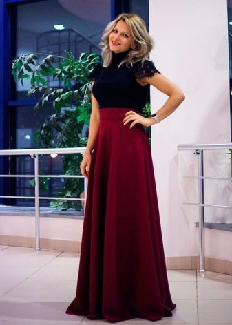 Long half skirt for girls with an hourglass figure