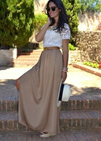 Long half skirt for girls with slim figure body column