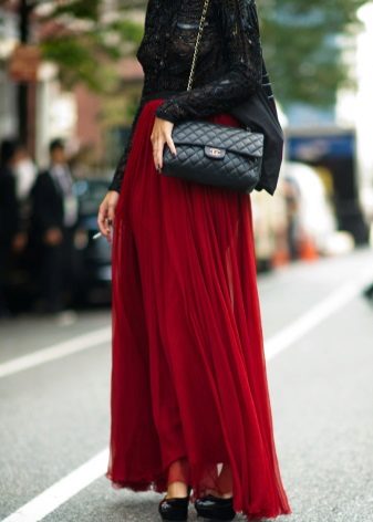 rich red organza maxi skirt