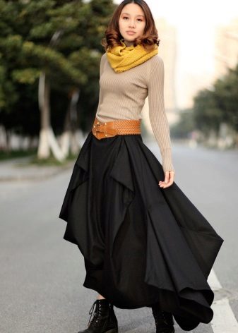 long fluffy skirt with vertical ruffles