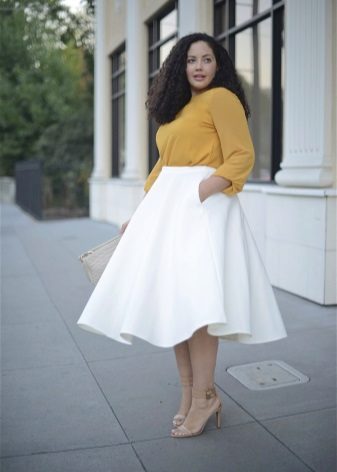 White flared skirt for obese women