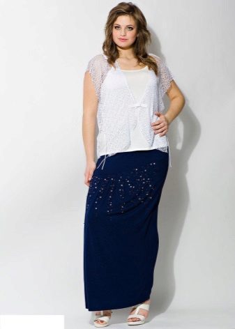 long skirt embellished with rhinestones for obese women