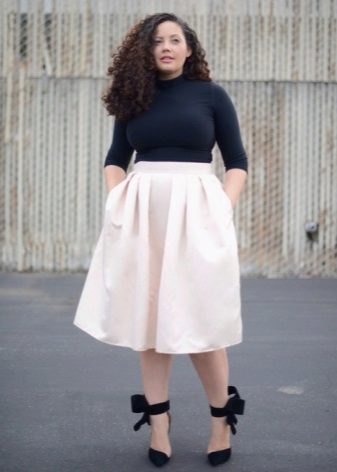 Pleated skirt for a girl with an Apple type figure