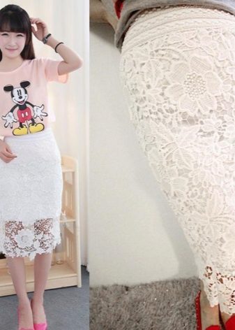 white lace pencil skirt