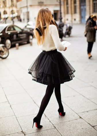 Classic high heels and summer fluffy skirt