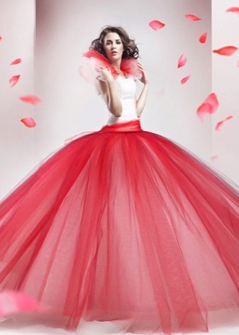 fluffy dress with a pink taffeta skirt