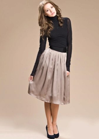 classic beige midi skirt