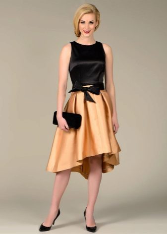  beige satin midi skirt