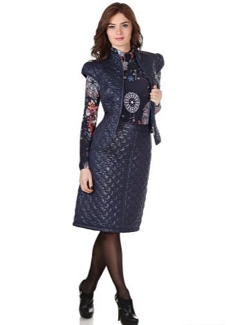 warm suit with quilted midi skirt