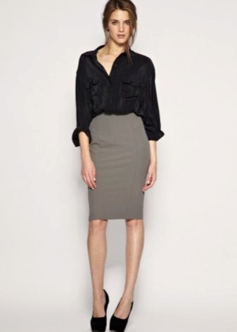 Gray pencil skirt for girls with an hourglass figure